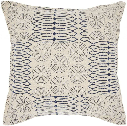 Indigo And Ivory Geometric Throw Pillow - Homeroots - Flyclothing LLC