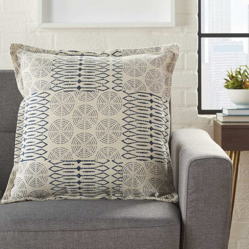 Indigo And Ivory Geometric Throw Pillow - Homeroots - Flyclothing LLC
