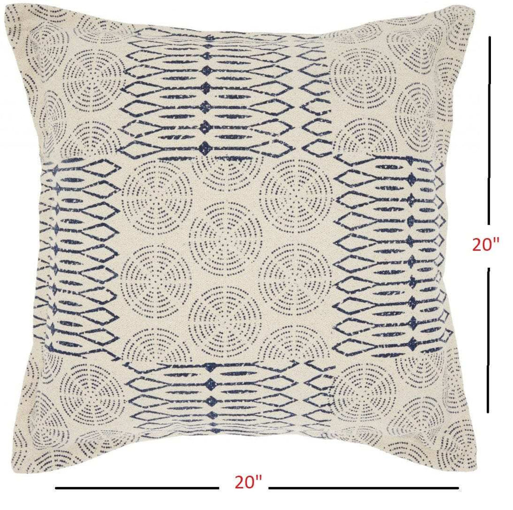 Indigo And Ivory Geometric Throw Pillow - Homeroots - Flyclothing LLC