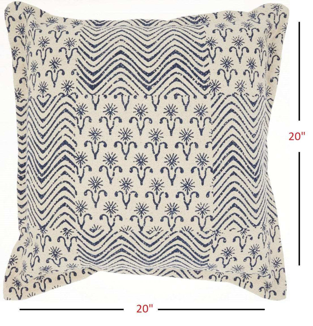 Indigo And Ivory Floral Waves Throw Pillow - Homeroots - Flyclothing LLC