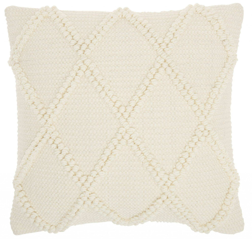 Ivory Textured Lattice Throw Pillow - Homeroots - Flyclothing LLC