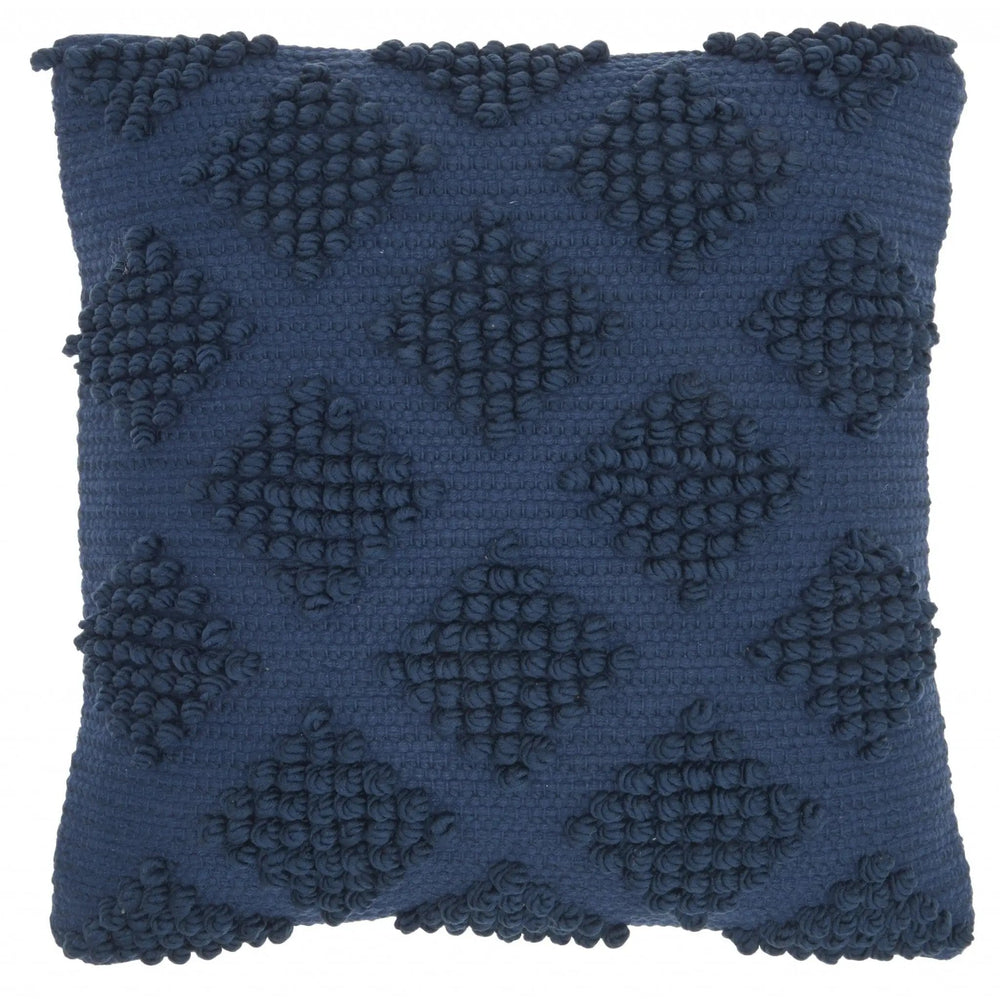 18" Navy Blue Textured Diamonds Throw Pillow - Homeroots - Flyclothing LLC