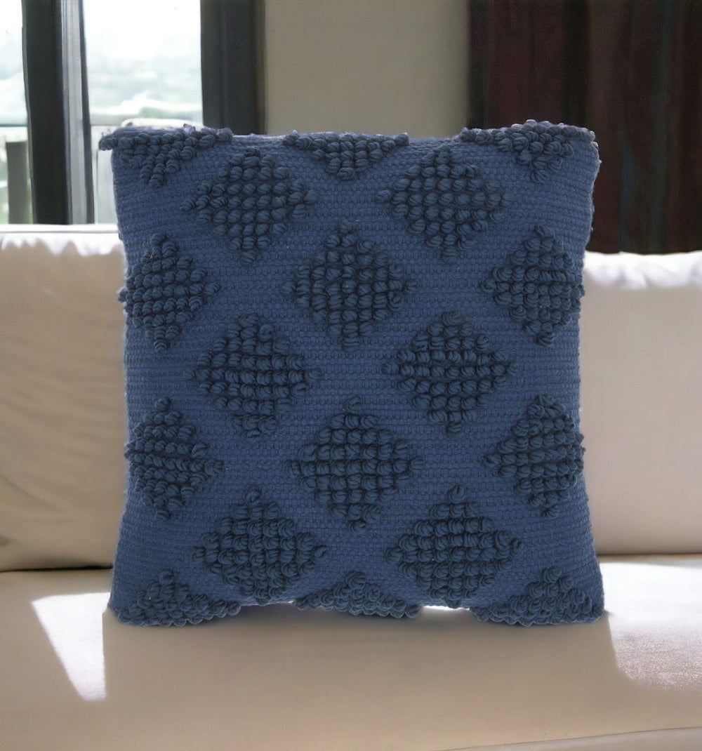 18" Navy Blue Textured Diamonds Throw Pillow - Homeroots - Flyclothing LLC