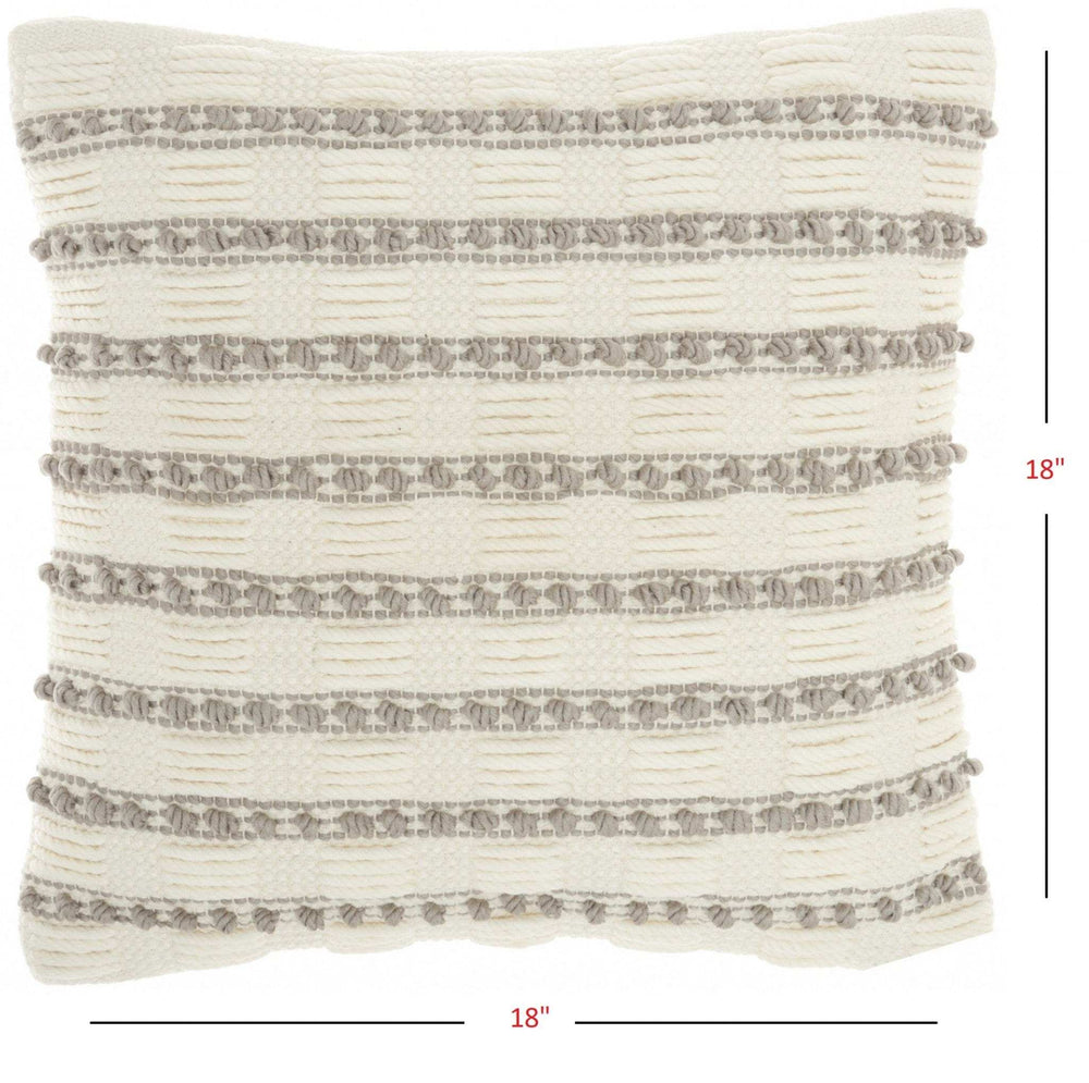 Light Gray And Ivory Textured Stripes Throw Pillow - Homeroots - Flyclothing LLC