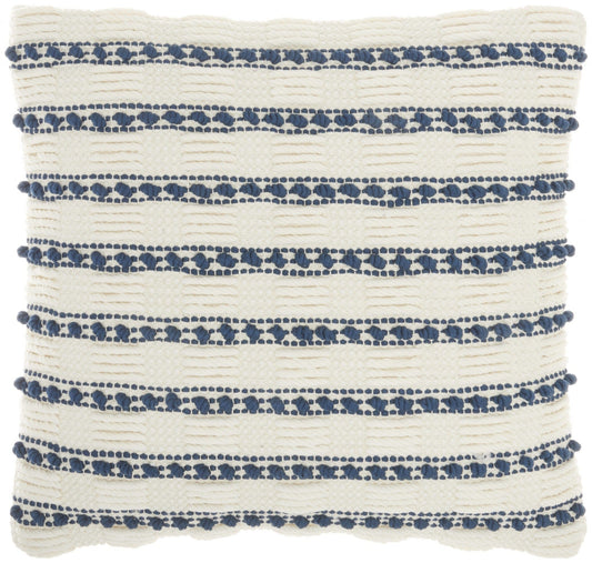 18" Navy Cotton Blend Throw Pillow - Homeroots