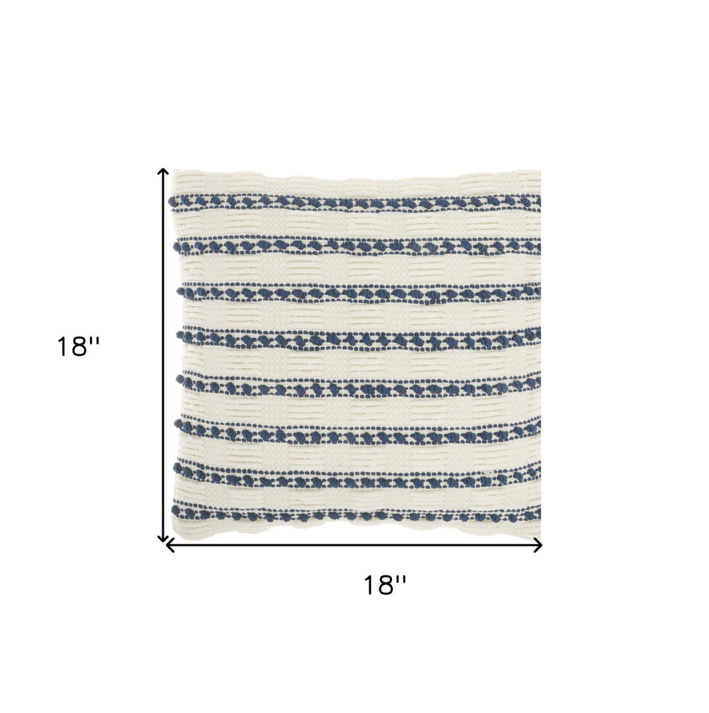 18" Navy Cotton Blend Throw Pillow - Homeroots - Flyclothing LLC