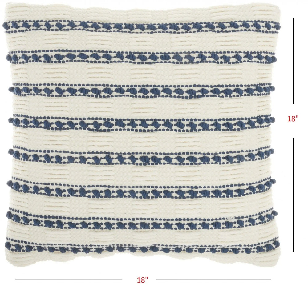 18" Navy Cotton Blend Throw Pillow - Homeroots - Flyclothing LLC