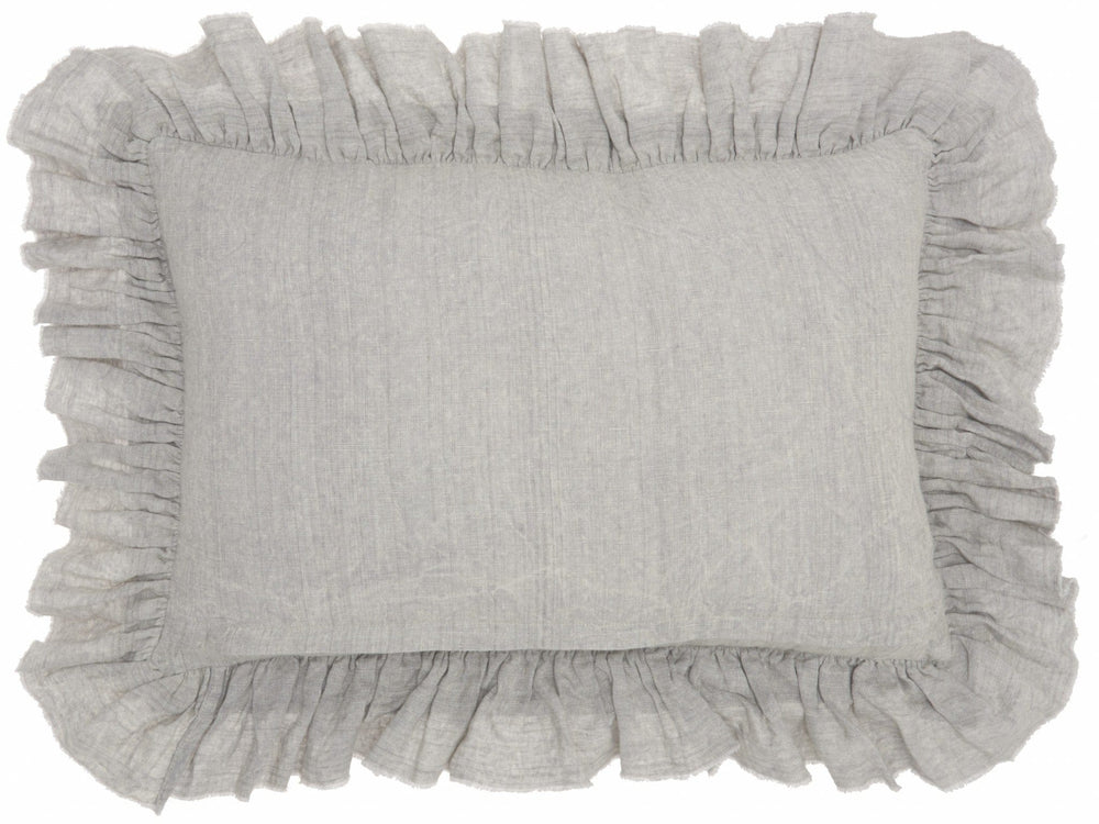 16" X 24" Gray Pillow With Ruffled Edges - Homeroots - Flyclothing LLC