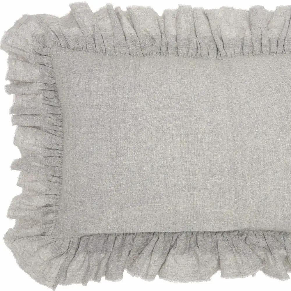 16" X 24" Gray Pillow With Ruffled Edges - Homeroots - Flyclothing LLC