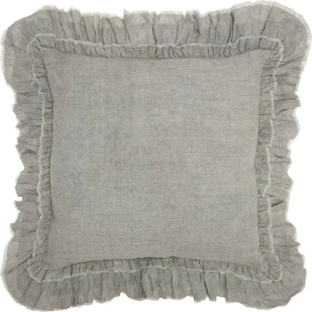 24" Light Gray Pillow With Ruffled Edges - Homeroots - Flyclothing LLC