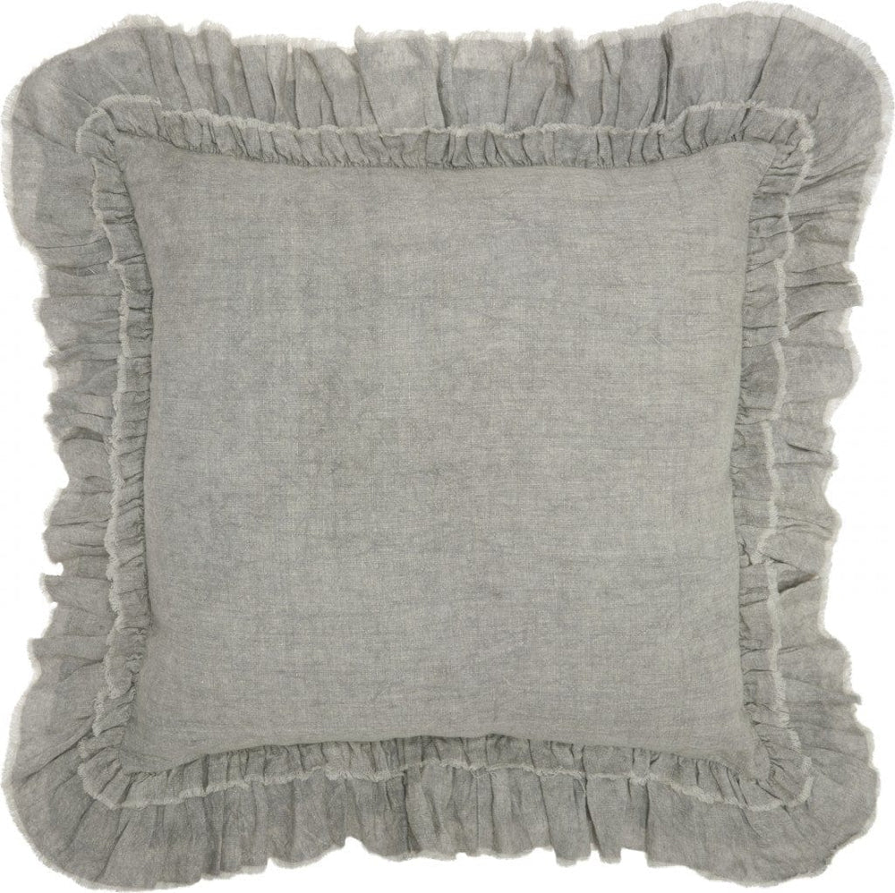 24" Light Gray Pillow With Ruffled Edges - Homeroots - Flyclothing LLC