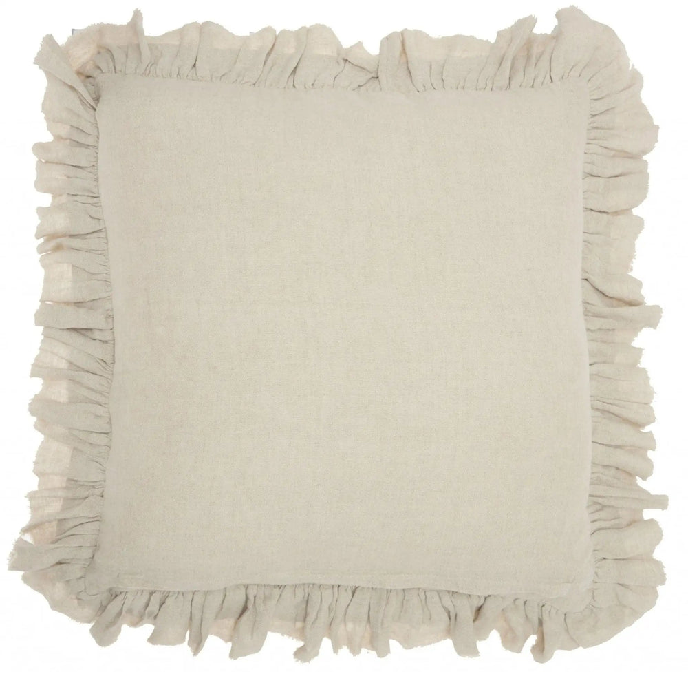 24" Beige Pillow With Ruffled Edges - Homeroots - Flyclothing LLC