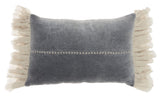 14" X 22" Steel Blue Pillow With Tassels Edges - Homeroots - Flyclothing LLC