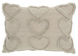 Whimsical Heart Detail Gray Lumbar Pillow - Homeroots - Flyclothing LLC