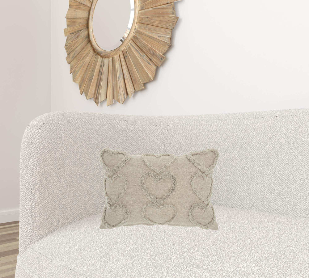 Whimsical Heart Detail Gray Lumbar Pillow - Homeroots - Flyclothing LLC