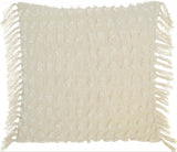 Tassel Detailed White Throw Pillow - Homeroots - Flyclothing LLC