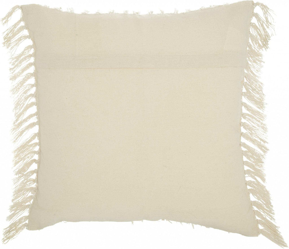 Tassel Detailed White Throw Pillow - Homeroots - Flyclothing LLC