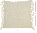 Tassel Detailed White Throw Pillow - Homeroots - Flyclothing LLC