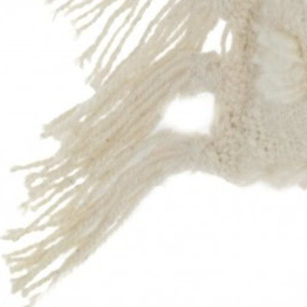 Tassel Detailed White Throw Pillow - Homeroots - Flyclothing LLC