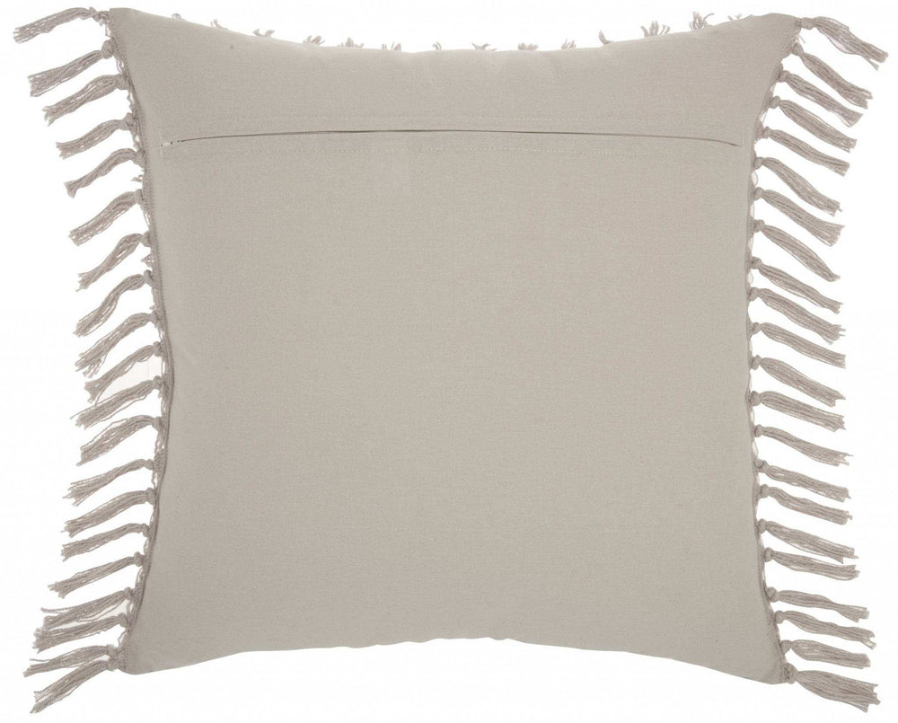 Tassel Detailed Gray Throw Pillow - Homeroots - Flyclothing LLC