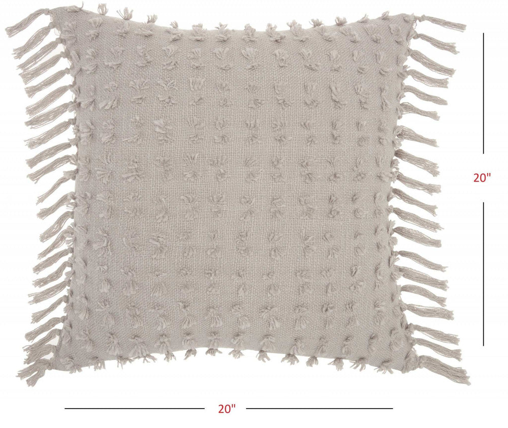 Tassel Detailed Gray Throw Pillow - Homeroots - Flyclothing LLC