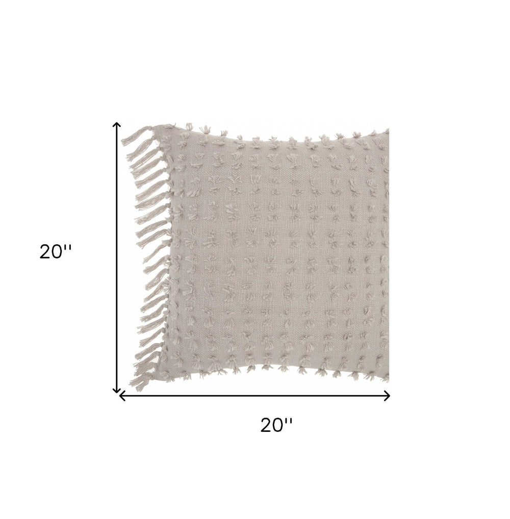 Tassel Detailed Gray Throw Pillow - Homeroots - Flyclothing LLC