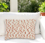 14" X 20" Coral and Beige Ribbed Indoor Outdoor Throw Pillow With Texture - Homeroots