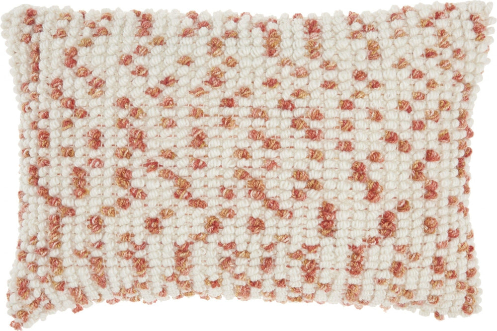 14" X 20" Coral and Beige Ribbed Indoor Outdoor Throw Pillow With Texture - Homeroots