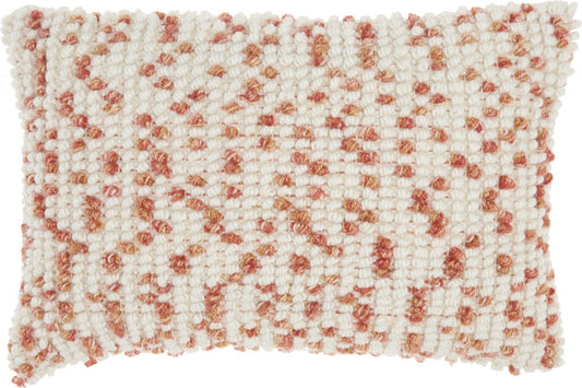 14" X 20" Coral and Beige Ribbed Indoor Outdoor Throw Pillow With Texture - Homeroots
