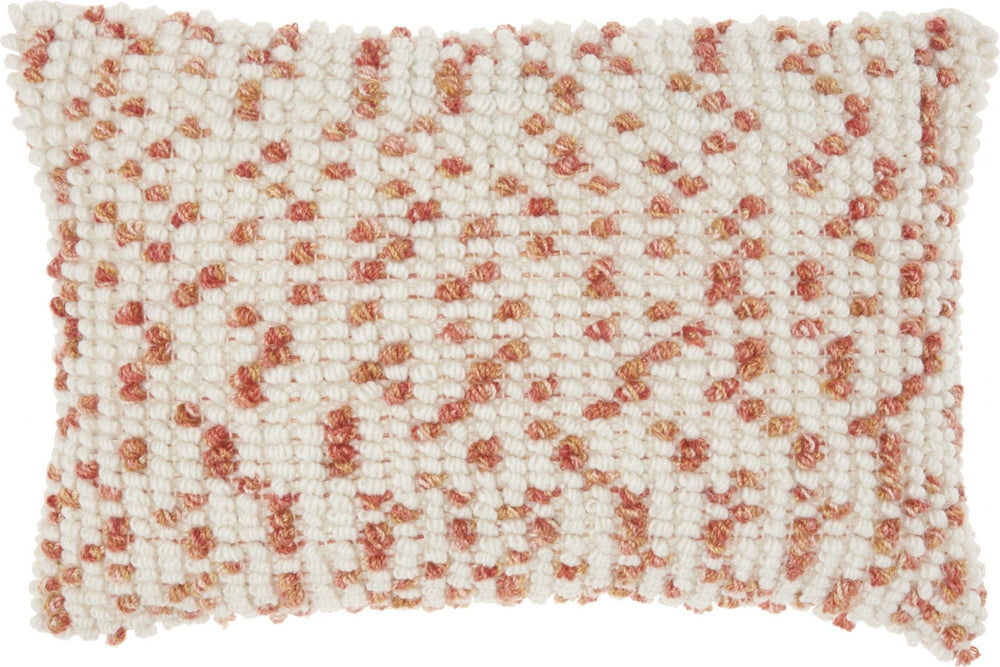 14" X 20" Coral and Beige Ribbed Indoor Outdoor Throw Pillow With Texture - Homeroots