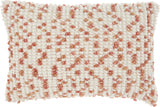14" X 20" Coral and Beige Ribbed Indoor Outdoor Throw Pillow With Texture - Homeroots
