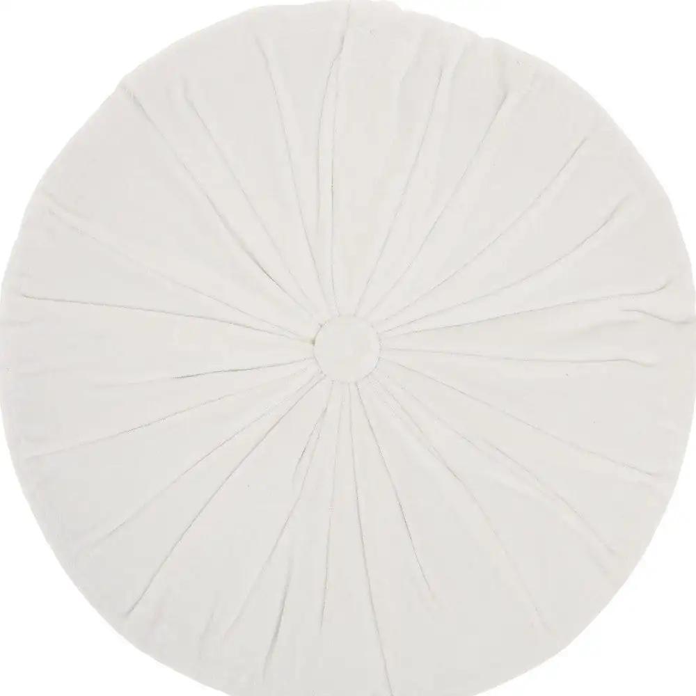 16" White Round Velvet Throw Pillow - Homeroots - Flyclothing LLC