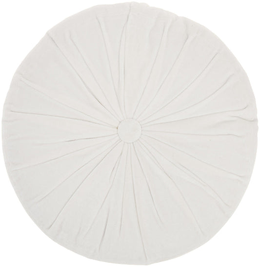 16" White Round Velvet Throw Pillow - Homeroots