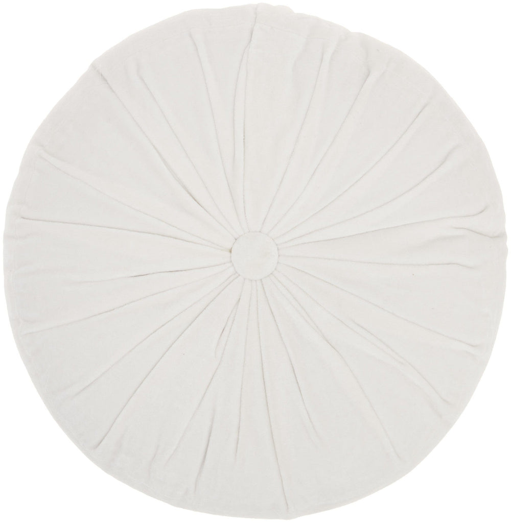 16" White Round Velvet Throw Pillow - Homeroots - Flyclothing LLC