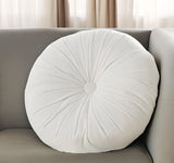16" White Round Velvet Throw Pillow - Homeroots - Flyclothing LLC
