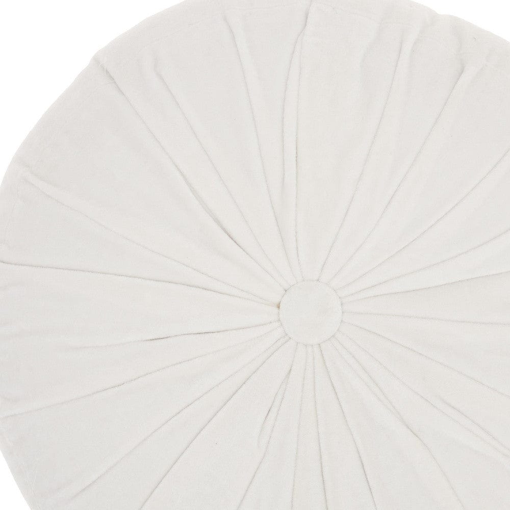 16" White Round Velvet Throw Pillow - Homeroots - Flyclothing LLC