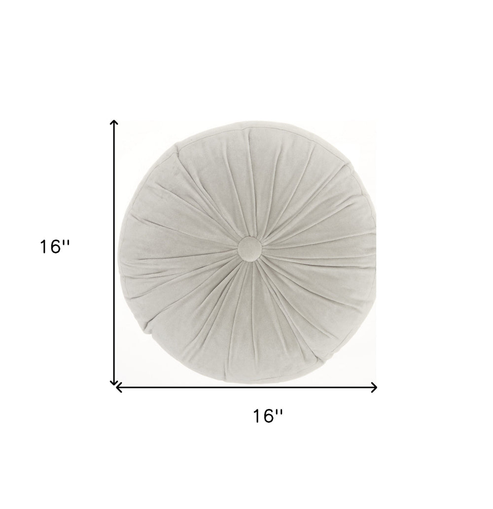 16" X 16" Light Gray Round Velvet Throw Pillow - Homeroots - Flyclothing LLC