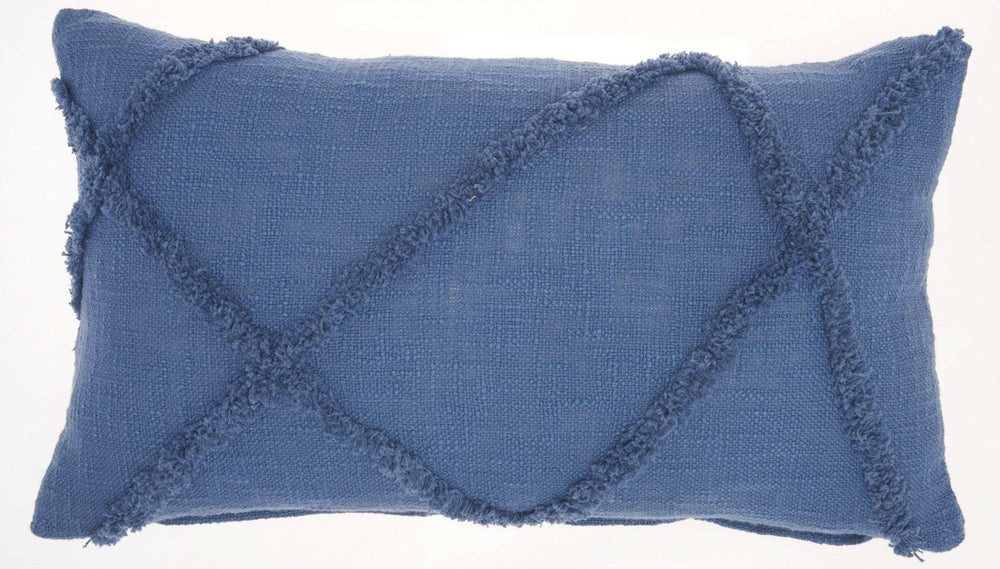 Royal Blue Abstract Shaggy Detail Lumbar Pillow - Homeroots - Flyclothing LLC