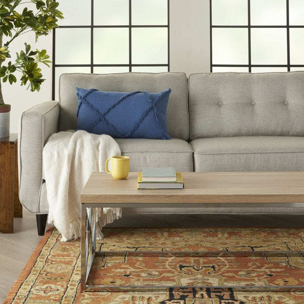 Royal Blue Abstract Shaggy Detail Lumbar Pillow - Homeroots - Flyclothing LLC