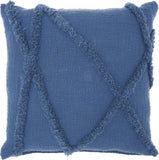 18" Boho Chic Blue Textured Lines Throw Pillow - Homeroots - Flyclothing LLC