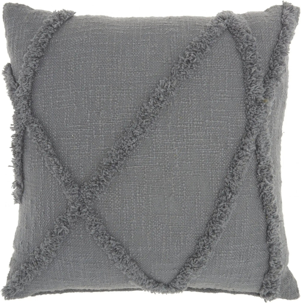 18" Gray Cotton Throw Pillow - Homeroots - Flyclothing LLC