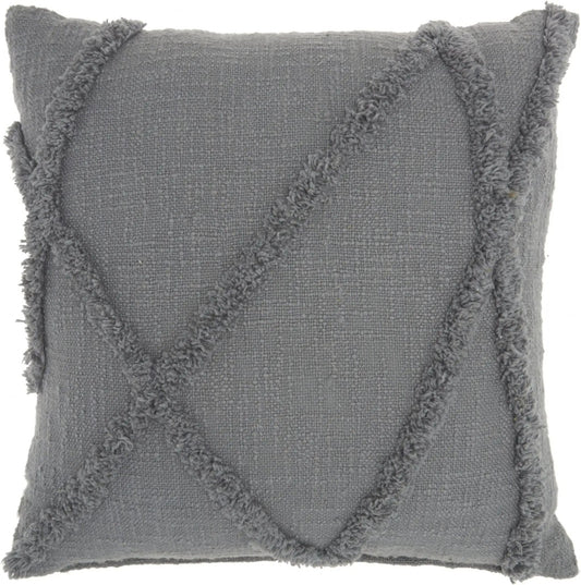 18" Gray Cotton Throw Pillow - Homeroots