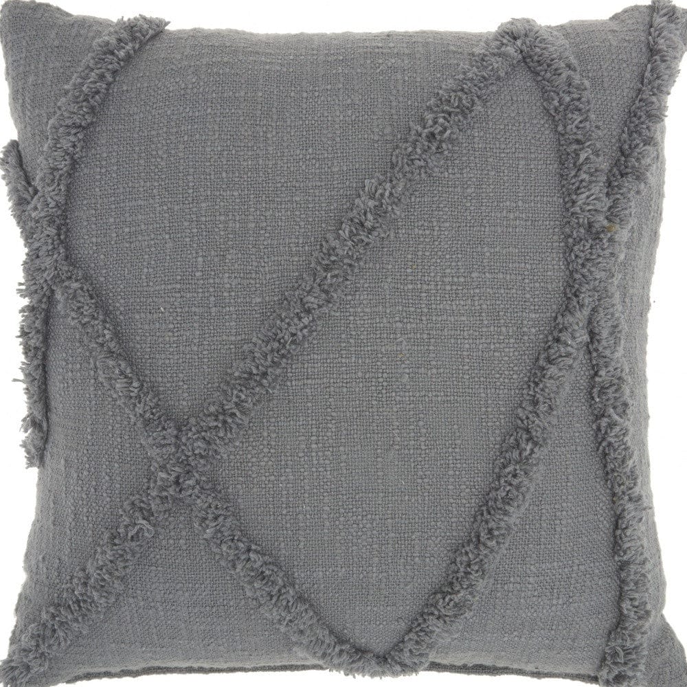 18" Gray Cotton Throw Pillow - Homeroots - Flyclothing LLC