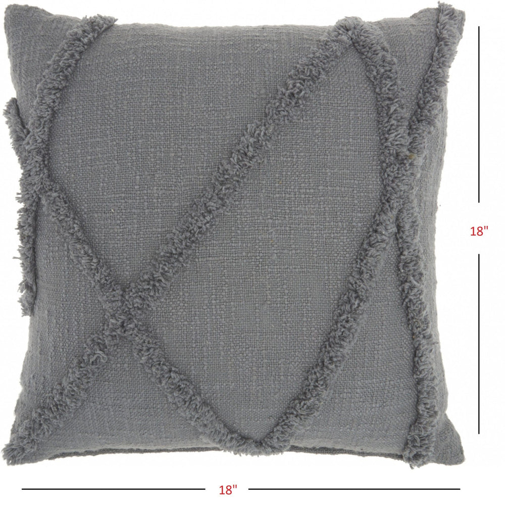 18" Gray Cotton Throw Pillow - Homeroots - Flyclothing LLC