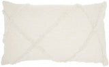 White Abstract Shaggy Detail Lumbar Pillow - Homeroots - Flyclothing LLC