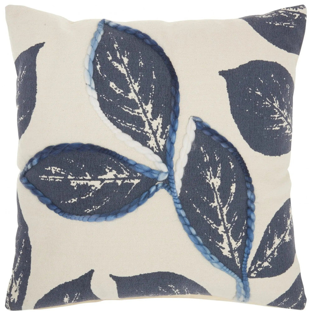 20" Navy Cotton Blend Throw Pillow - Homeroots - Flyclothing LLC
