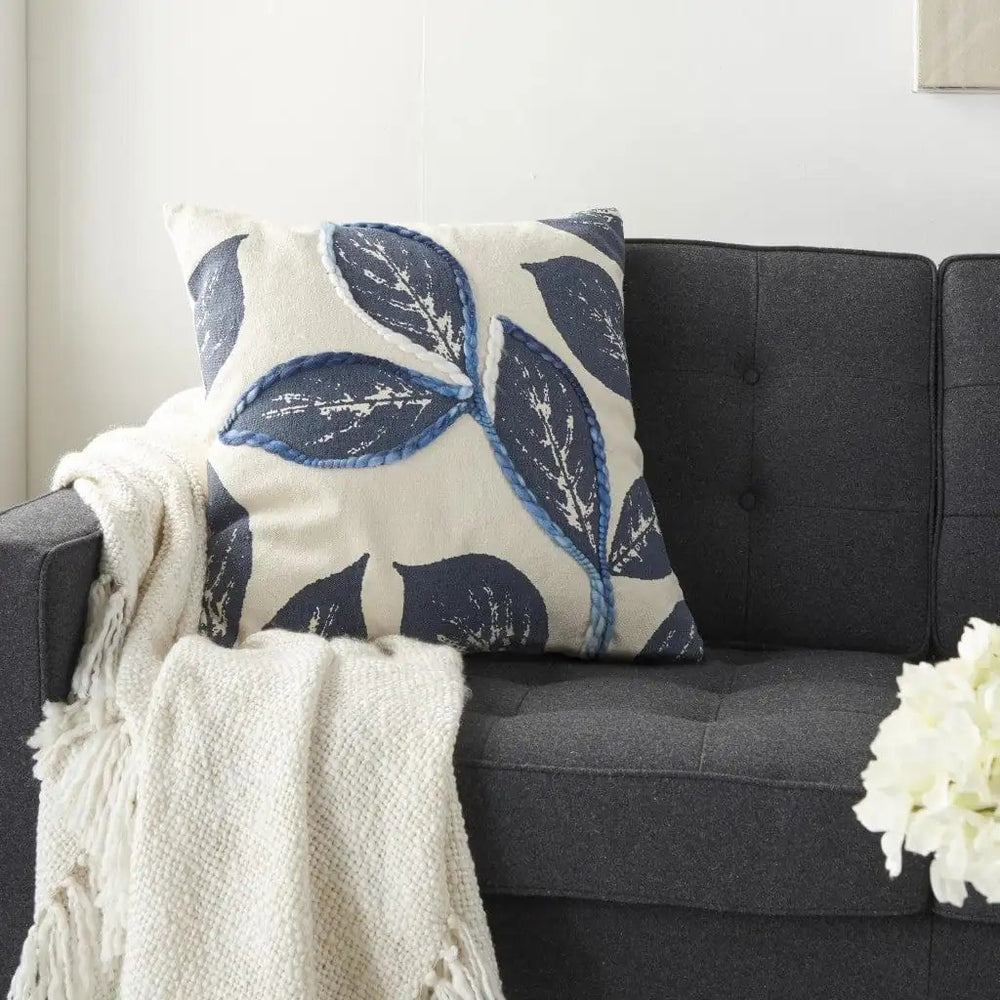 20" Navy Cotton Blend Throw Pillow - Homeroots - Flyclothing LLC