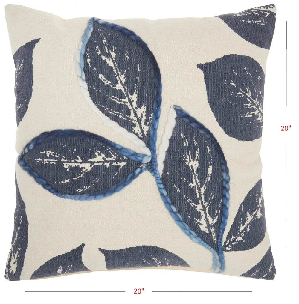 20" Navy Cotton Blend Throw Pillow - Homeroots - Flyclothing LLC
