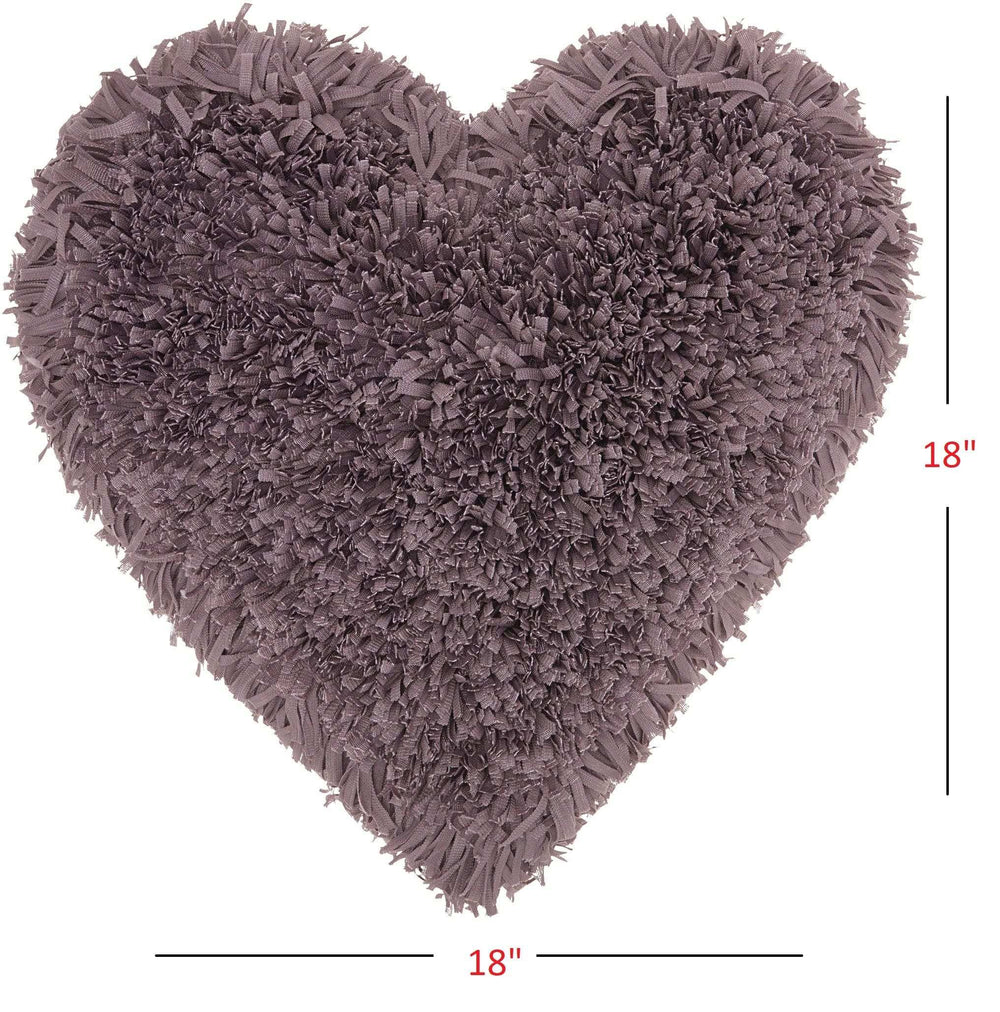 Heart Shaped Lavendar Shag Accent Pillow - Homeroots - Flyclothing LLC