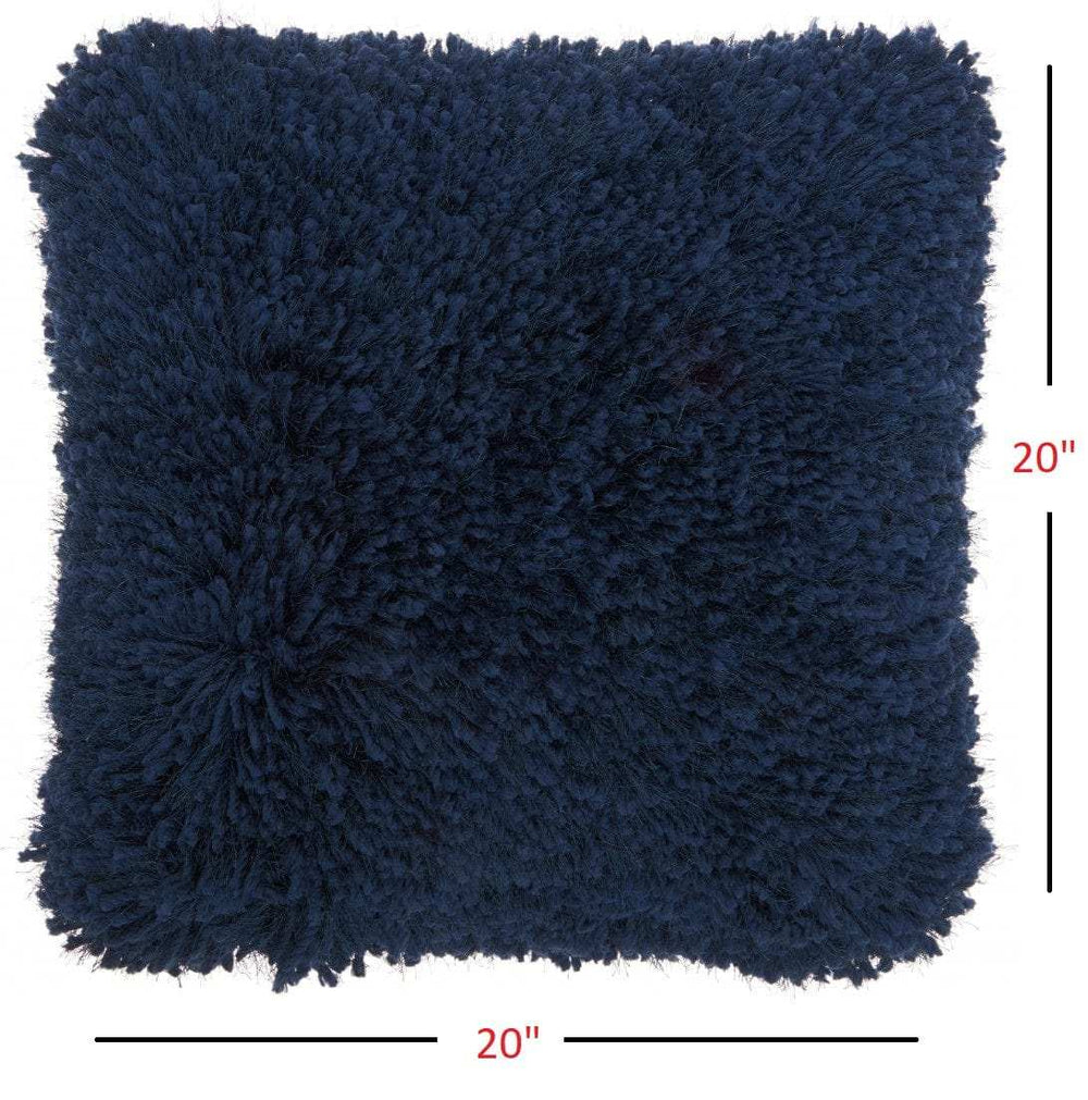 Fluffy Navy Shag Accent Throw Pillow - Homeroots - Flyclothing LLC